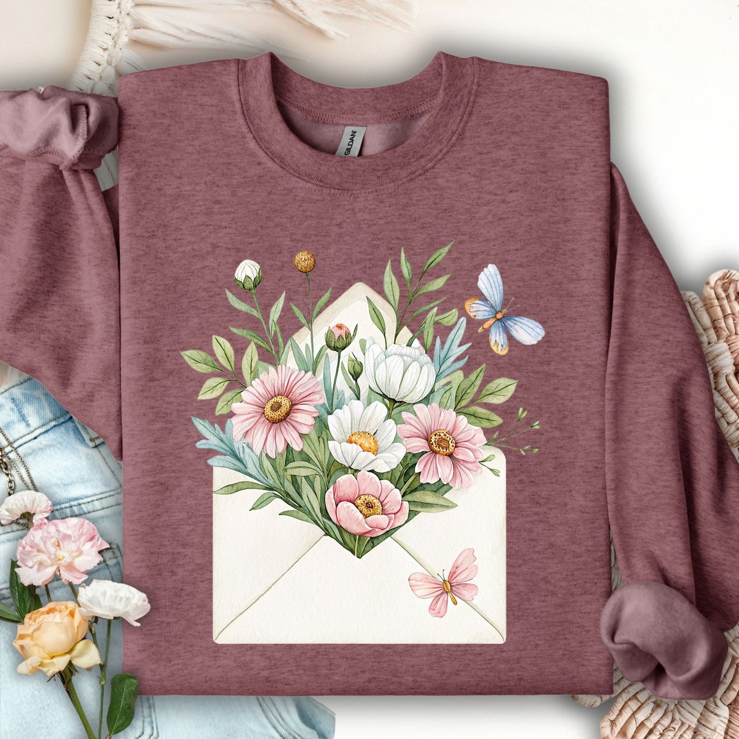 Floral Envelope with Butterflies Sweatshirt