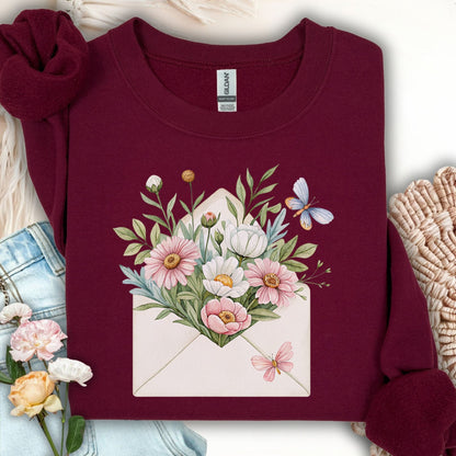 Floral Envelope with Butterflies Sweatshirt