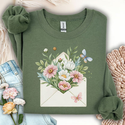Floral Envelope with Butterflies Sweatshirt