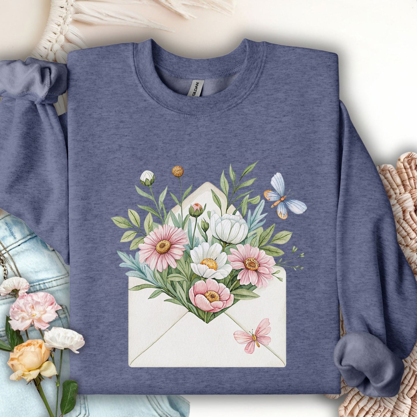 Floral Envelope with Butterflies Sweatshirt