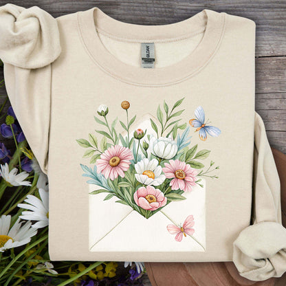 Floral Envelope with Butterflies Sweatshirt