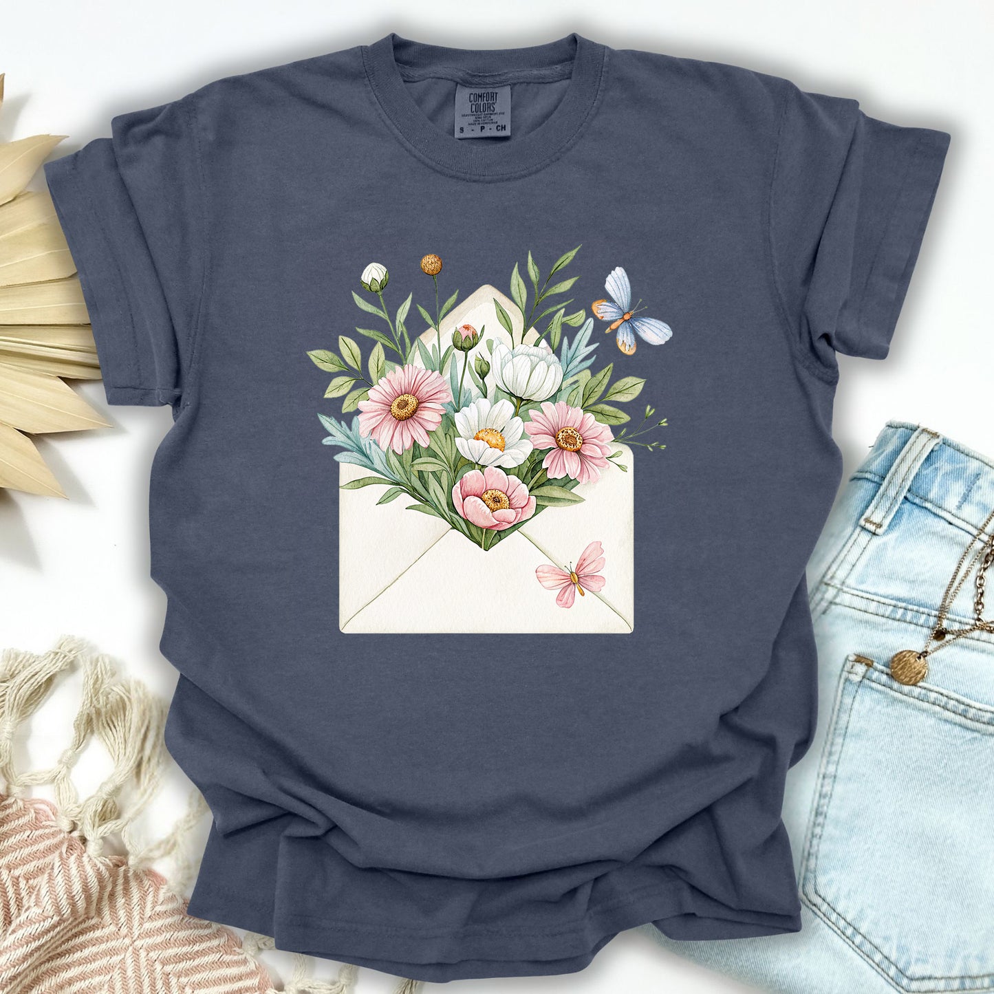 Floral Envelope with Butterflies T-Shirt