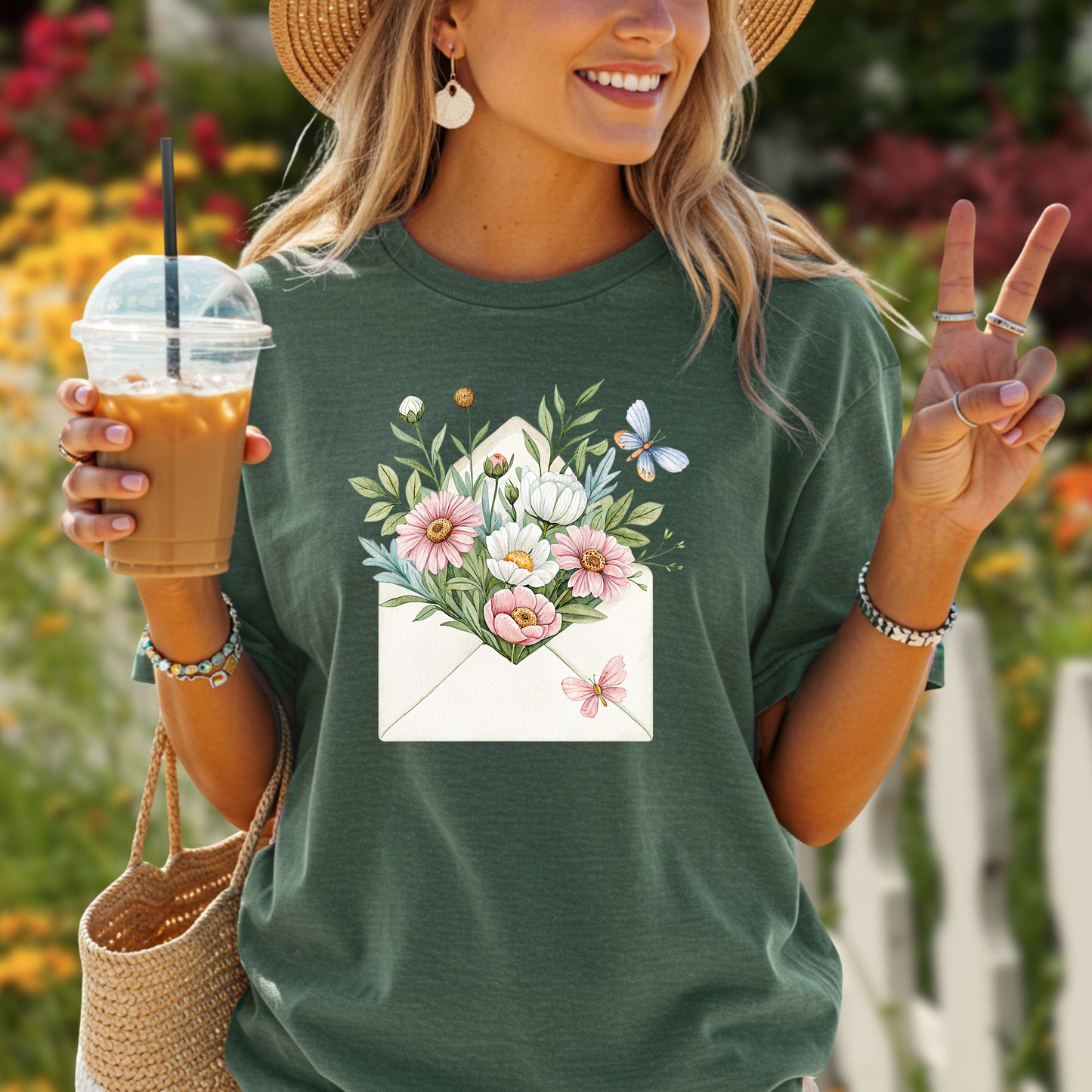 Floral Envelope with Butterflies T-Shirt