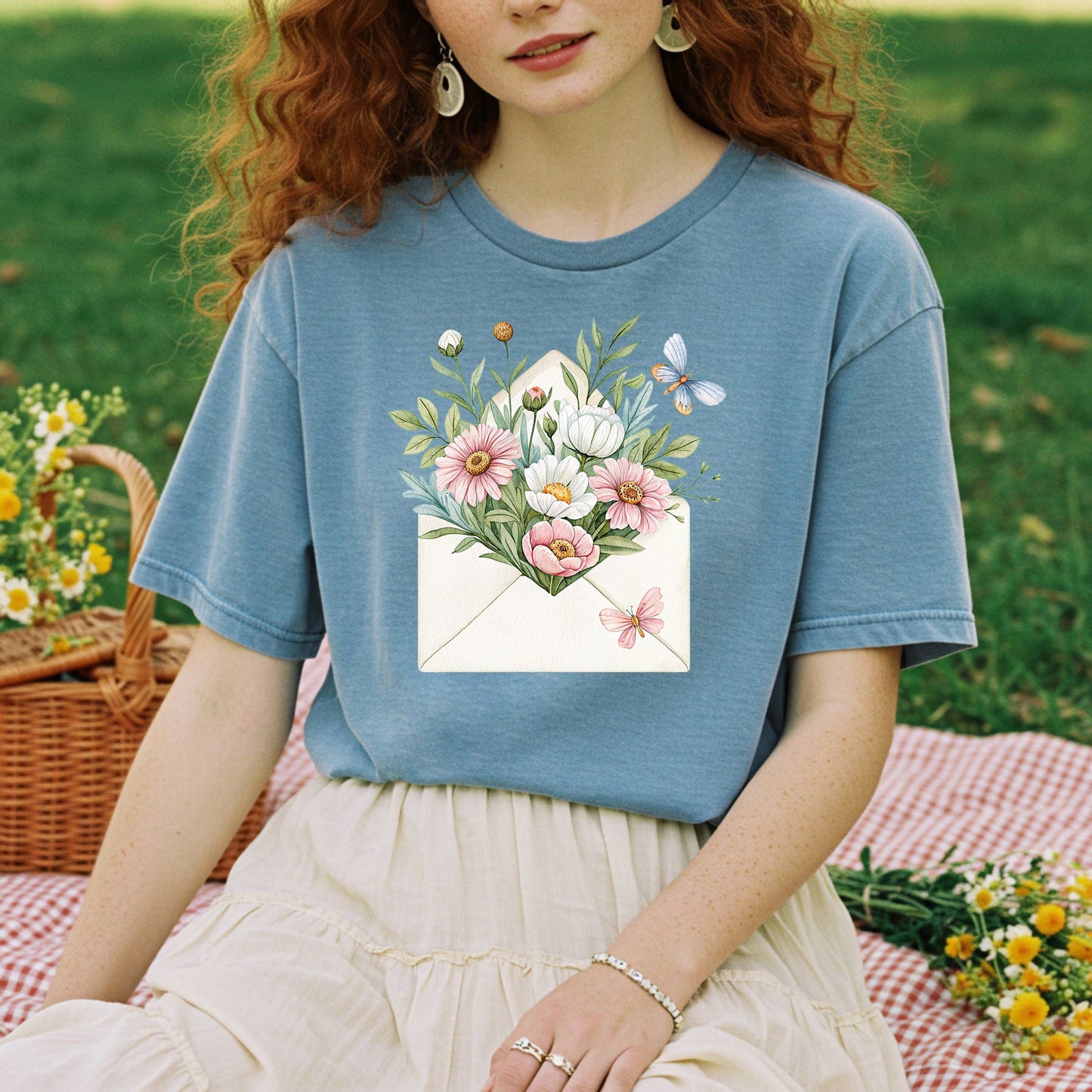 Floral Envelope with Butterflies T-Shirt