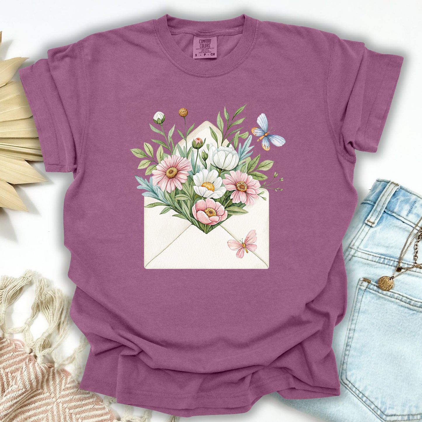 Floral Envelope with Butterflies T-Shirt