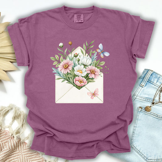 Floral Envelope with Butterflies T-Shirt