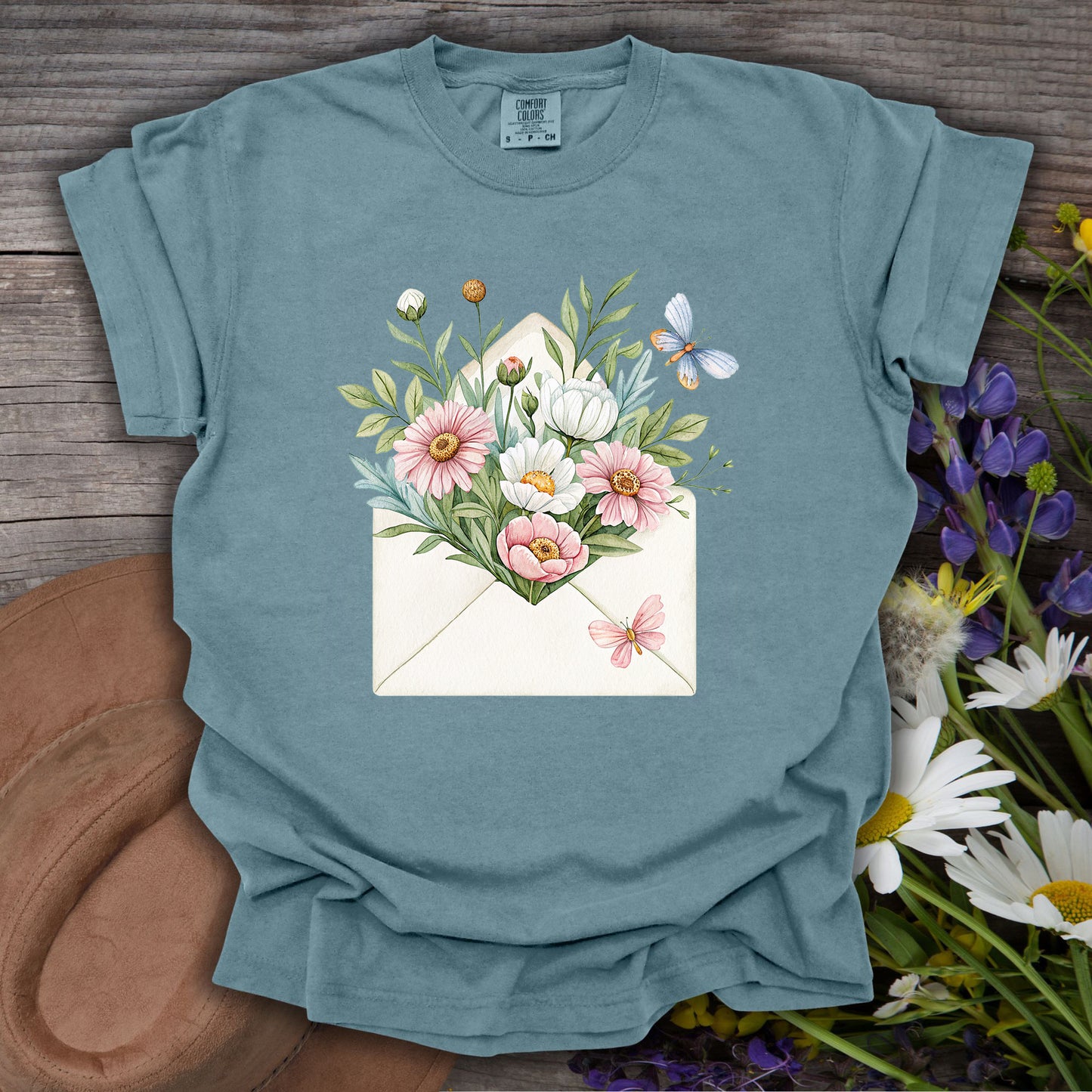 Floral Envelope with Butterflies T-Shirt