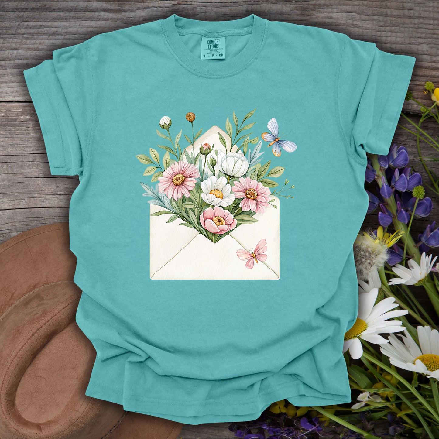 Floral Envelope with Butterflies T-Shirt