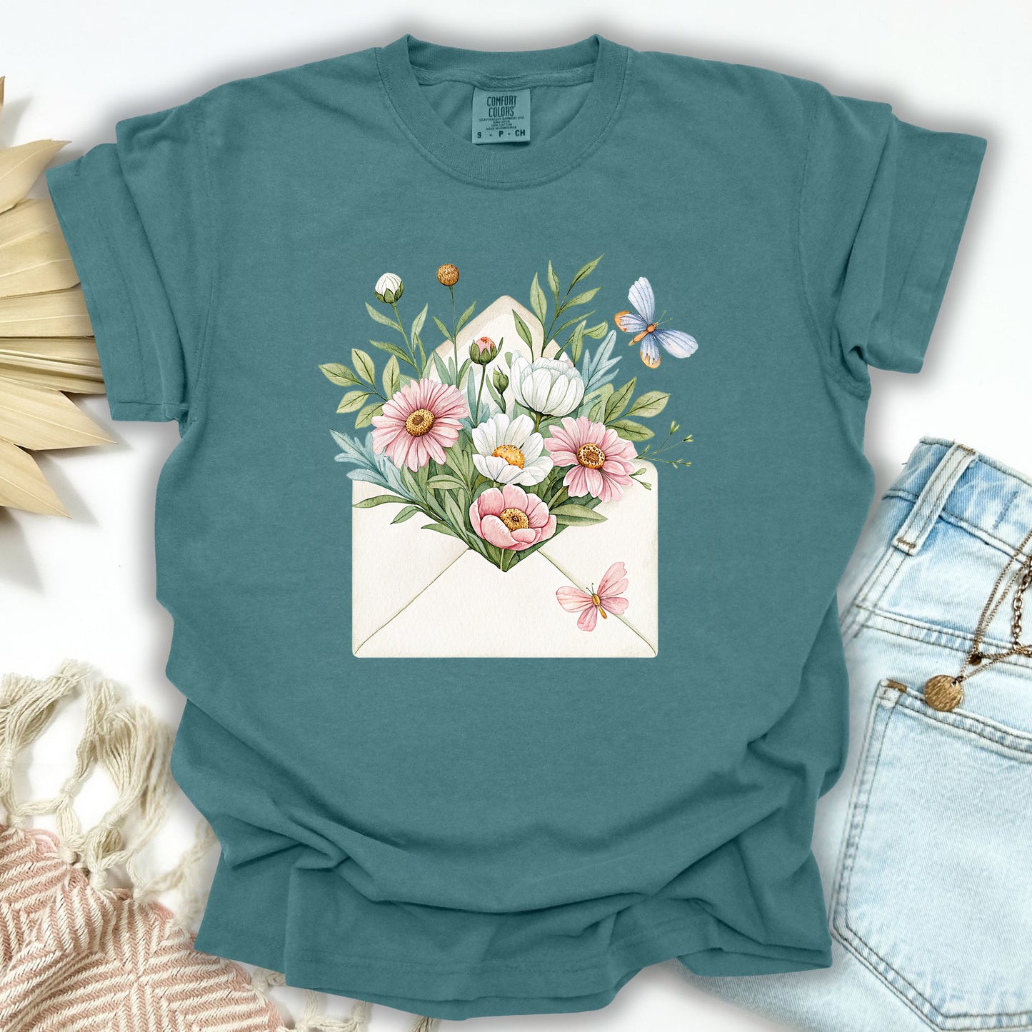 Floral Envelope with Butterflies T-Shirt