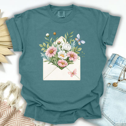 Floral Envelope with Butterflies T-Shirt