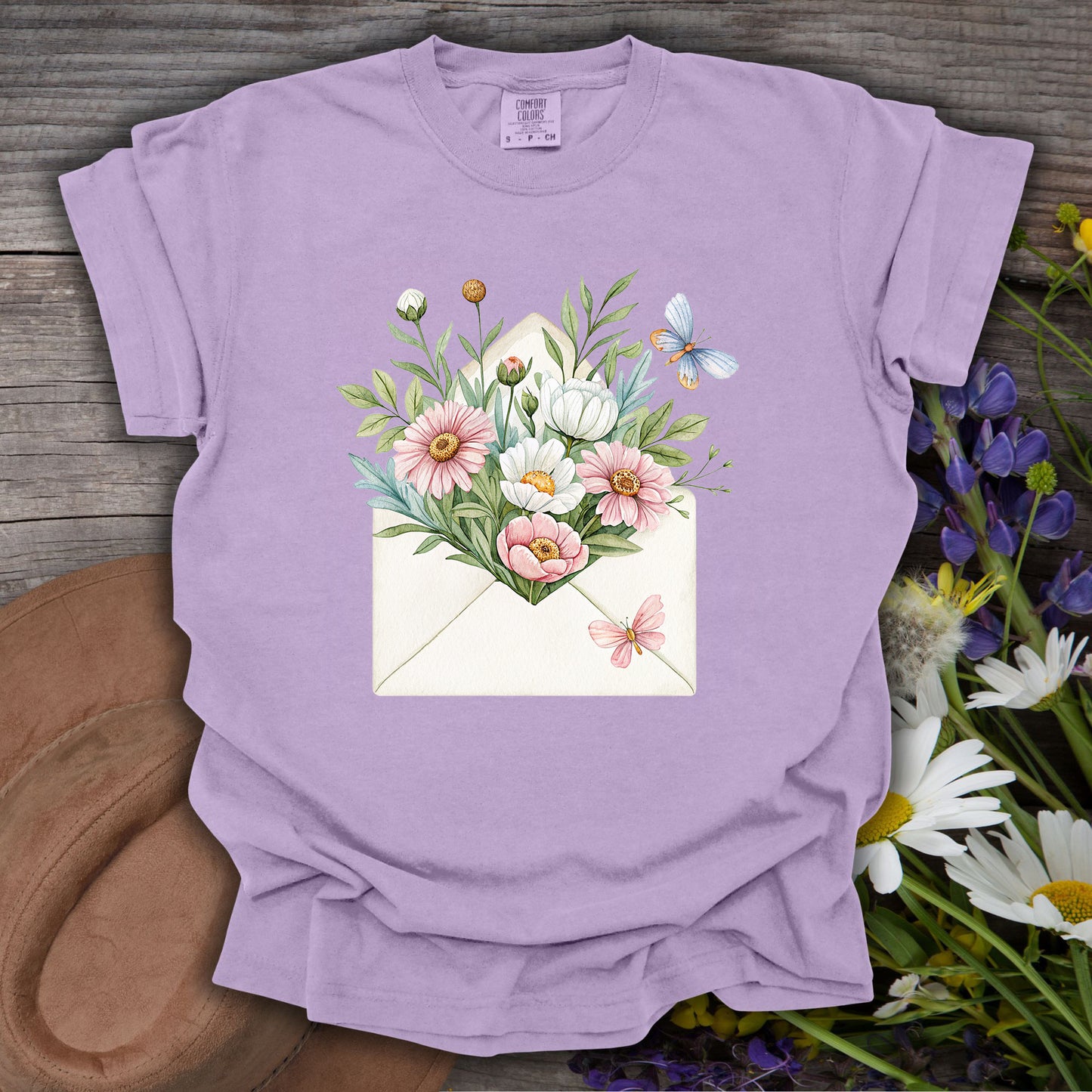 Floral Envelope with Butterflies T-Shirt