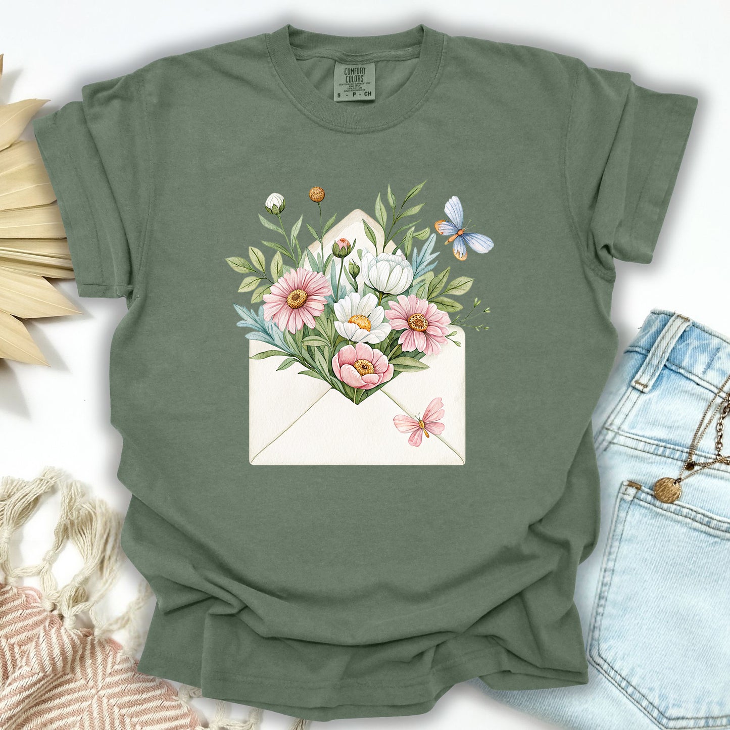 Floral Envelope with Butterflies T-Shirt