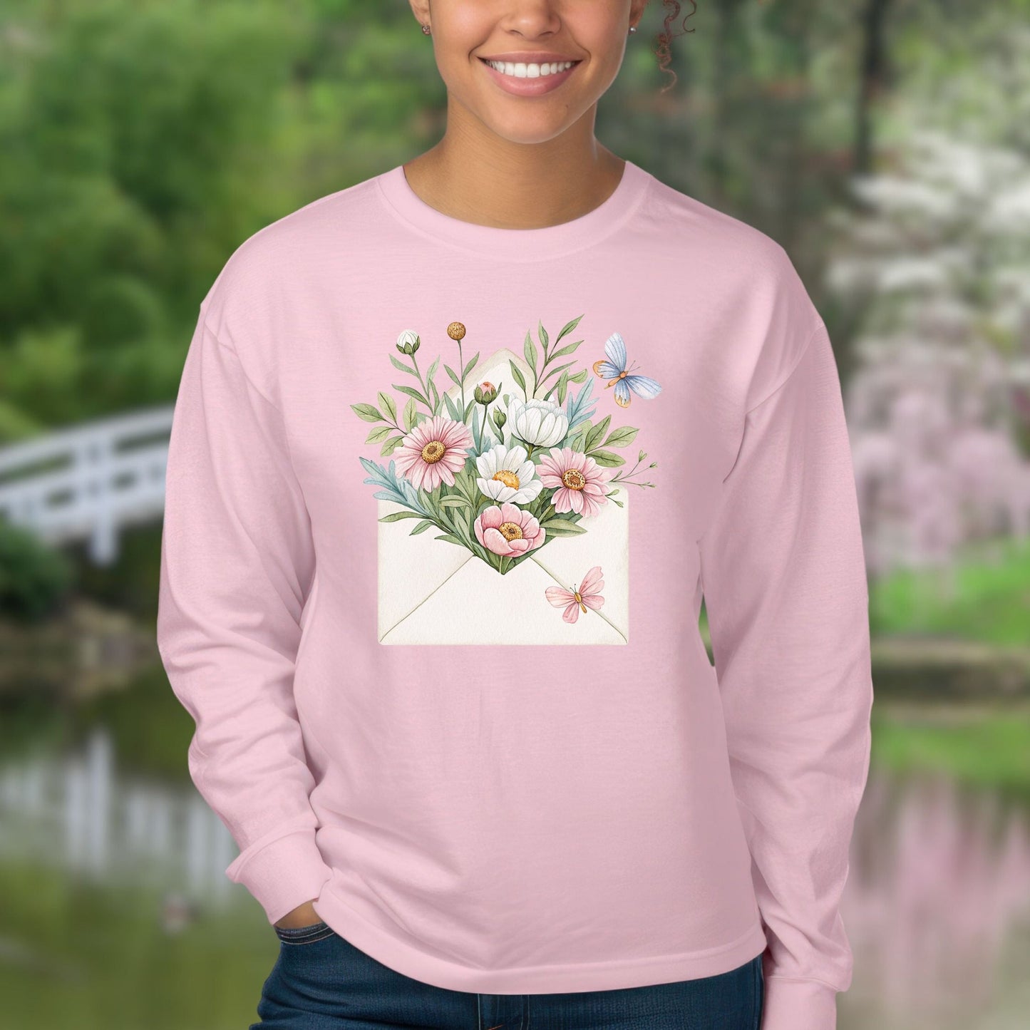 Floral Envelope with Flowers Long Sleeve Tee