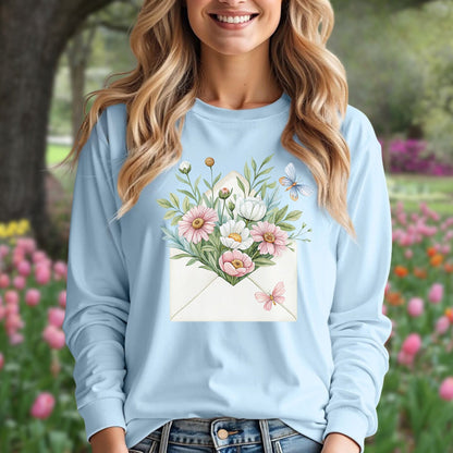 Floral Envelope with Flowers Long Sleeve Tee
