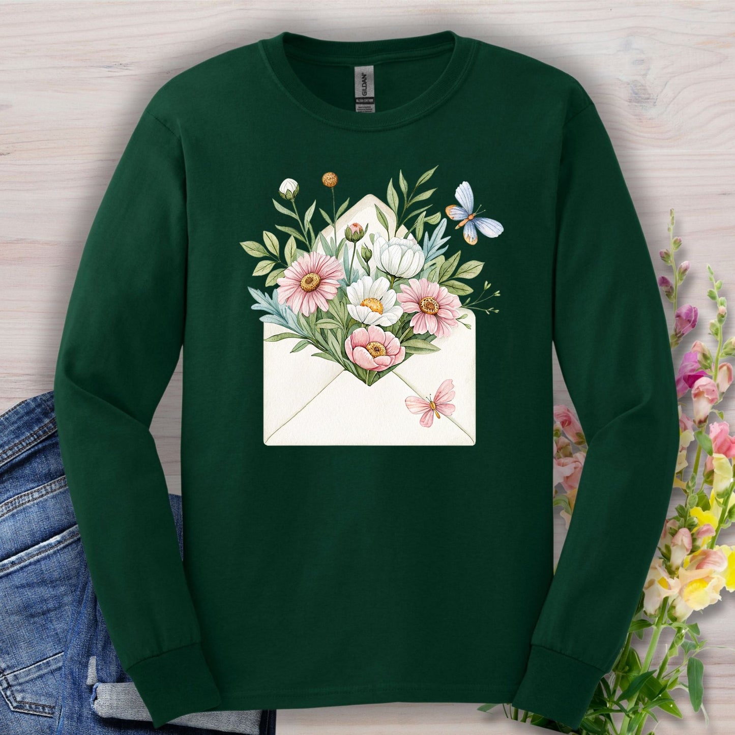 Floral Envelope with Flowers Long Sleeve Tee