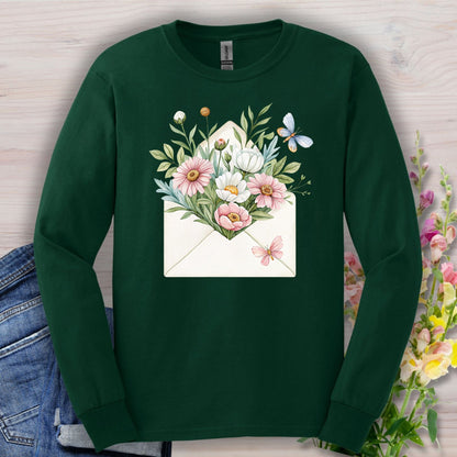 Floral Envelope with Flowers Long Sleeve Tee