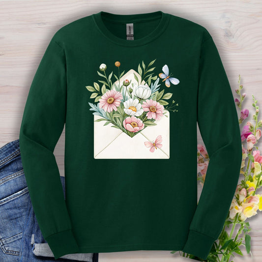 Floral Envelope with Flowers Long Sleeve Tee