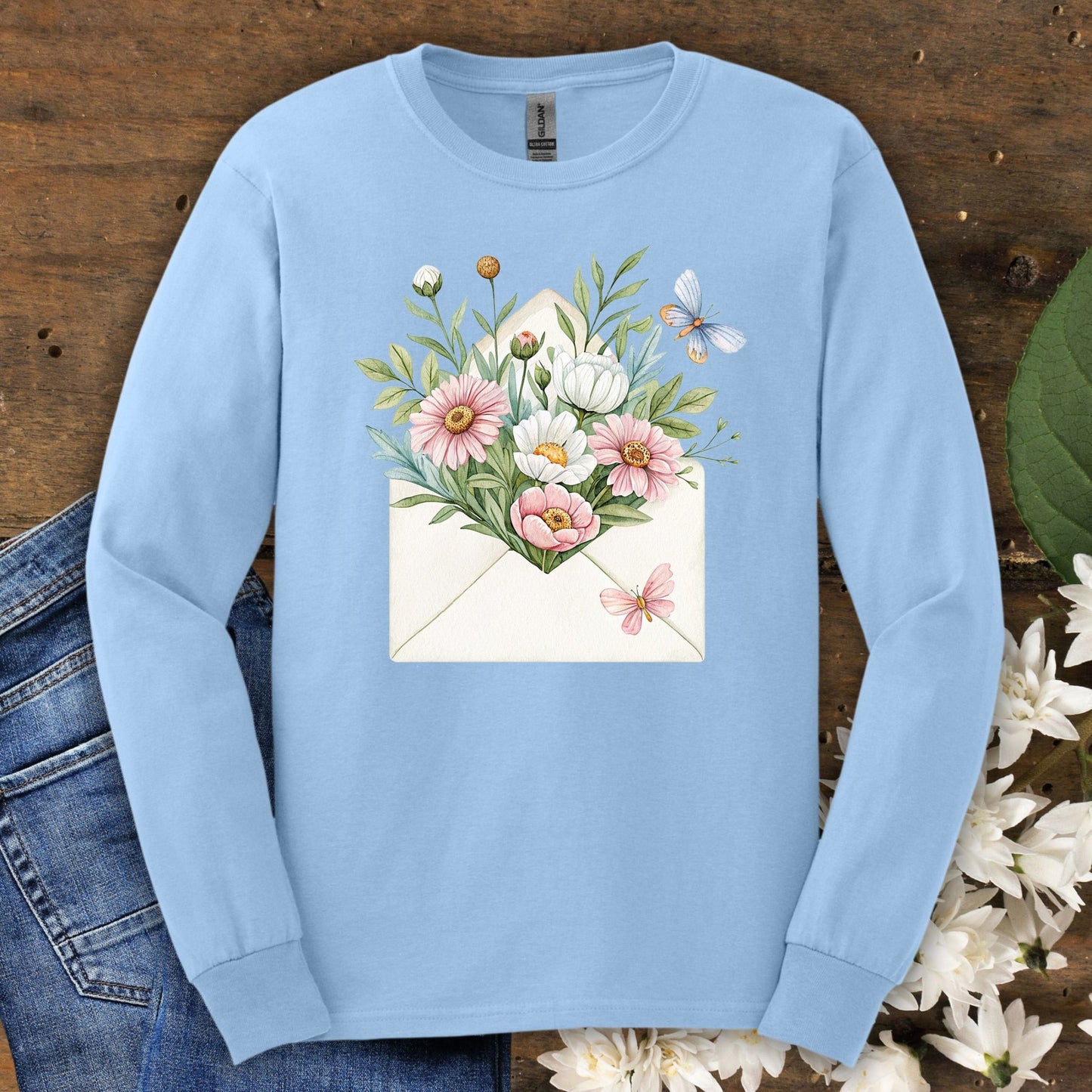 Floral Envelope with Flowers Long Sleeve Tee