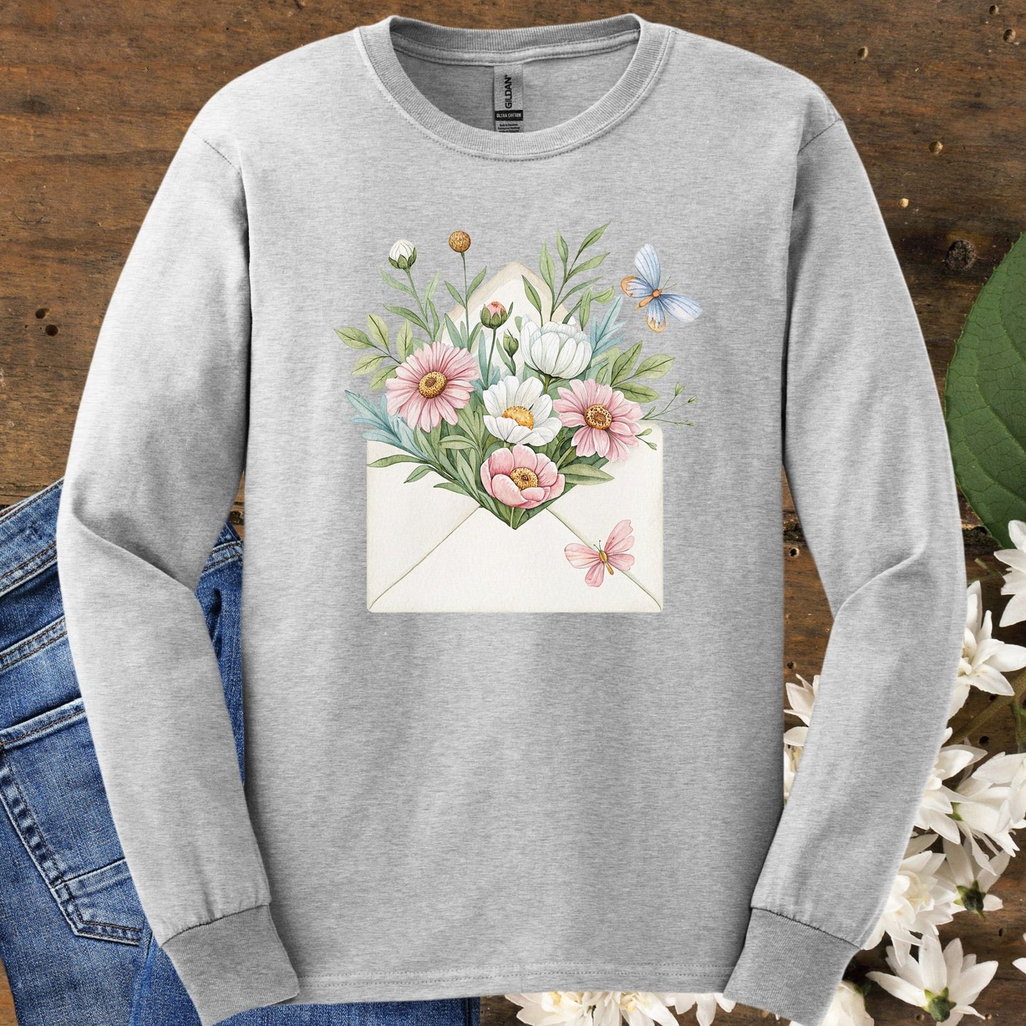 Floral Envelope with Flowers Long Sleeve Tee