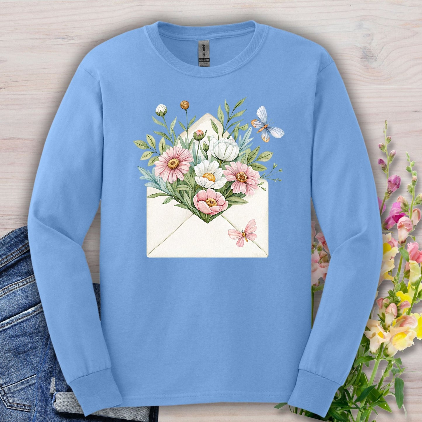 Floral Envelope with Flowers Long Sleeve Tee