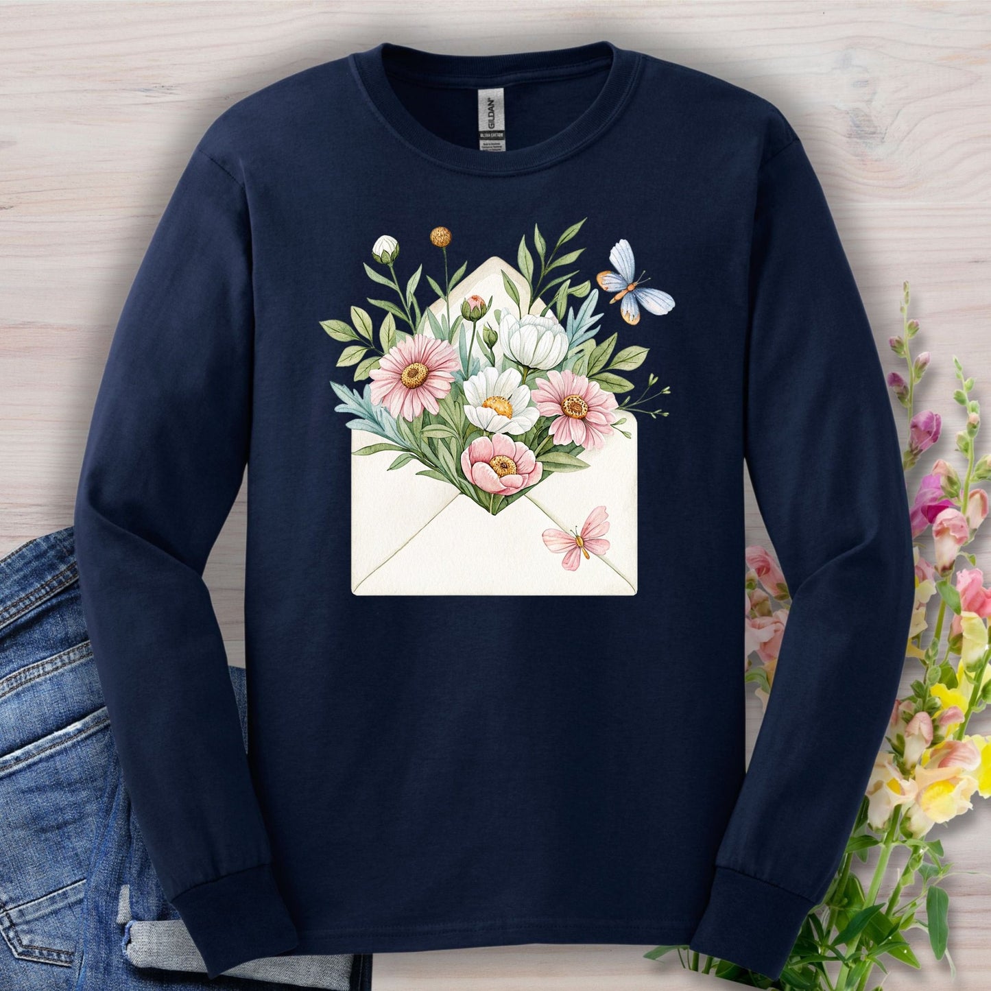 Floral Envelope with Flowers Long Sleeve Tee