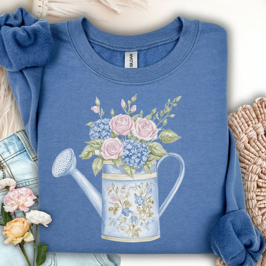 Floral Garden Watering Can Sweatshirt