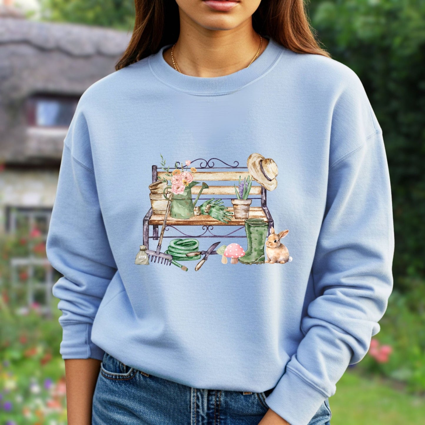 Floral Gardening Bench Sweatshirt
