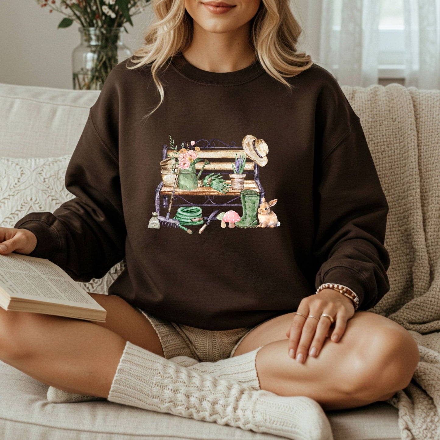 Floral Gardening Bench Sweatshirt
