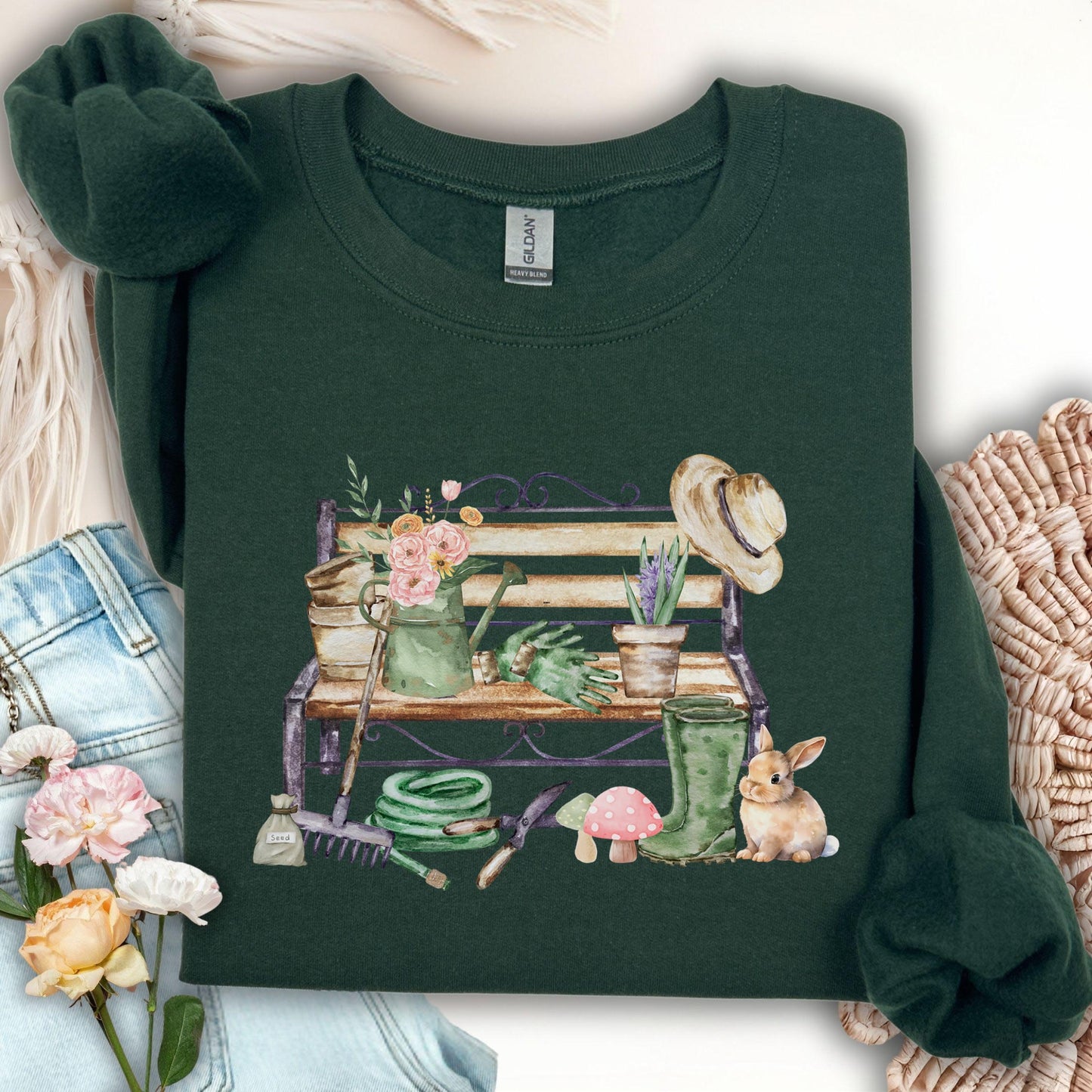 Floral Gardening Bench Sweatshirt