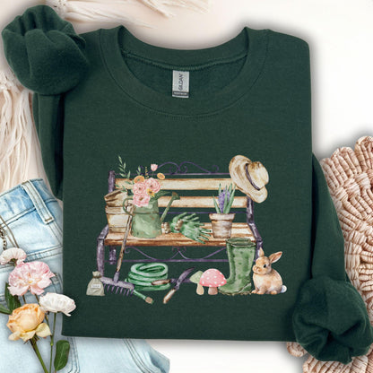 Floral Gardening Bench Sweatshirt