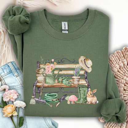 Floral Gardening Bench Sweatshirt