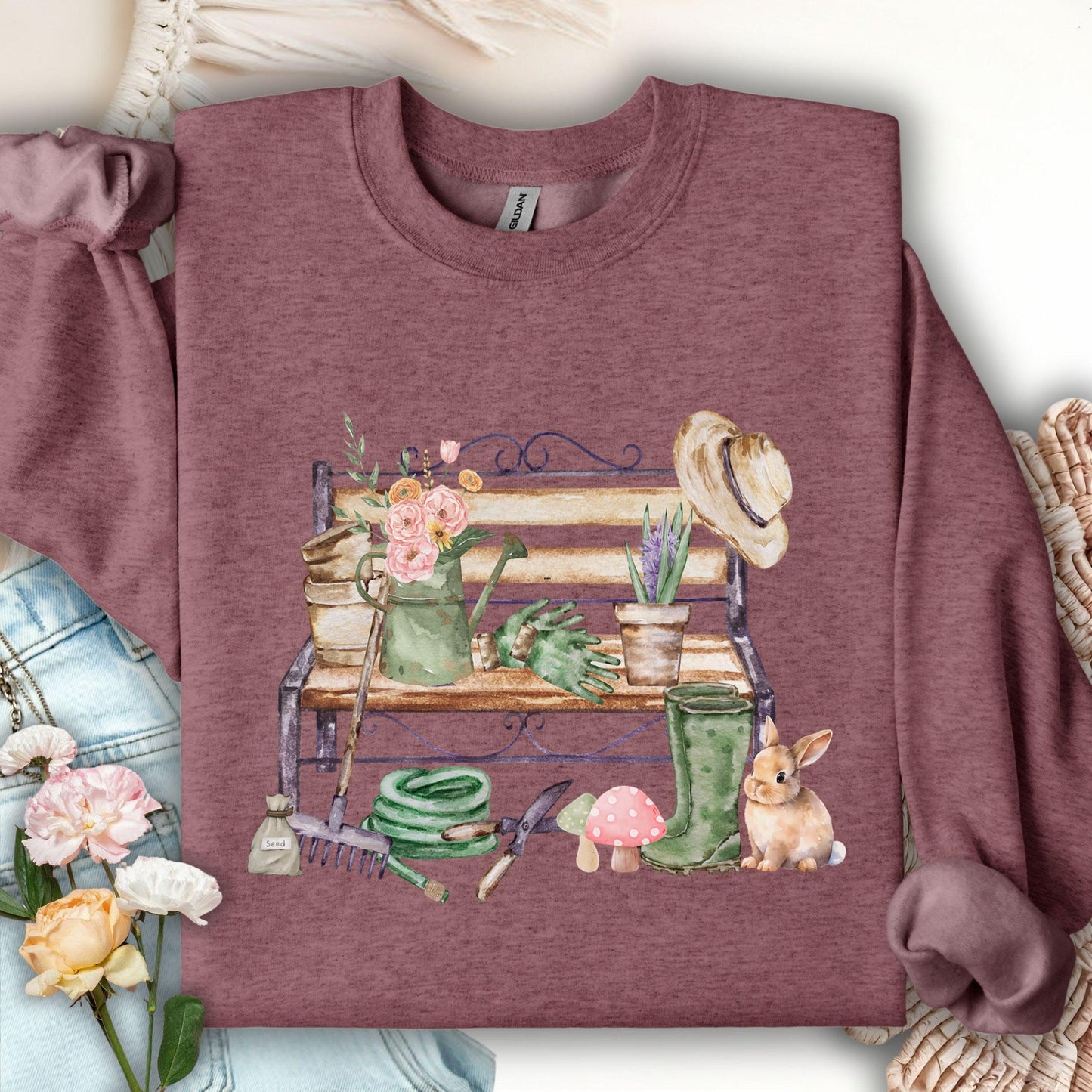Floral Gardening Bench Sweatshirt