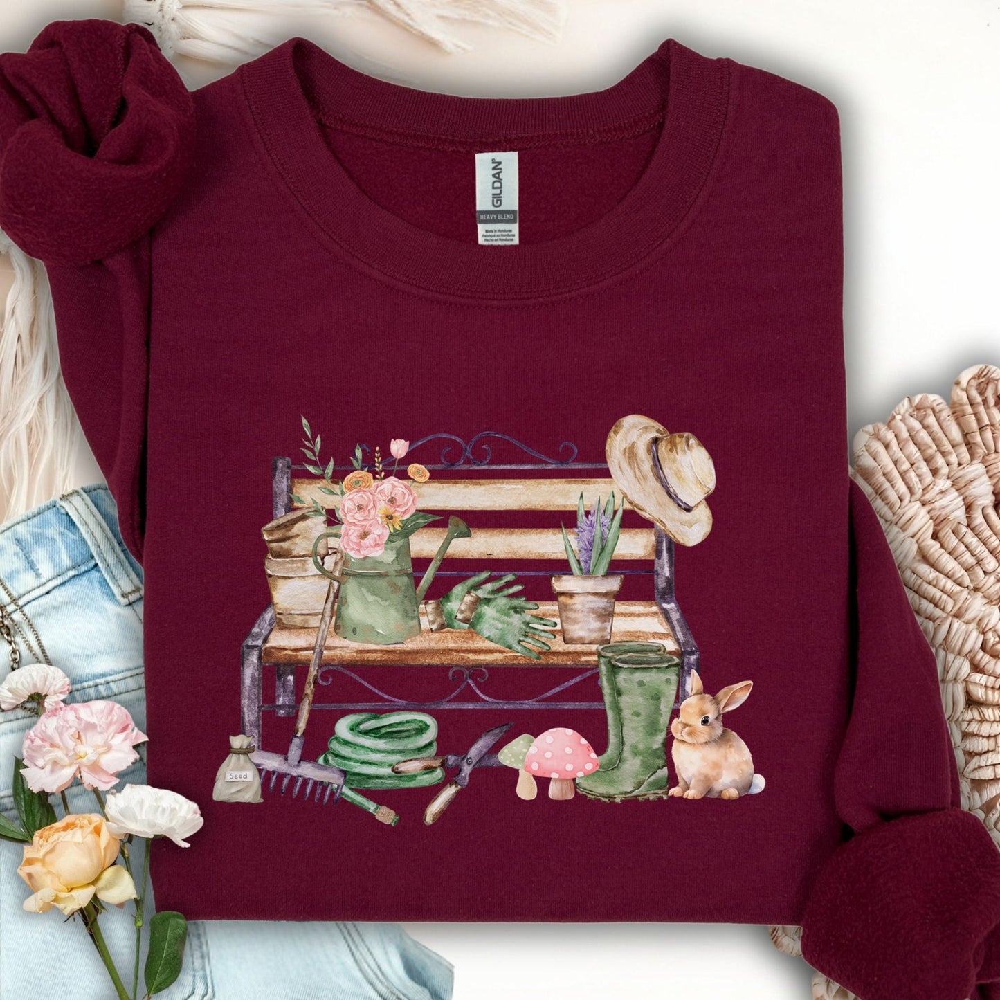 Floral Gardening Bench Sweatshirt