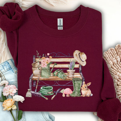 Floral Gardening Bench Sweatshirt