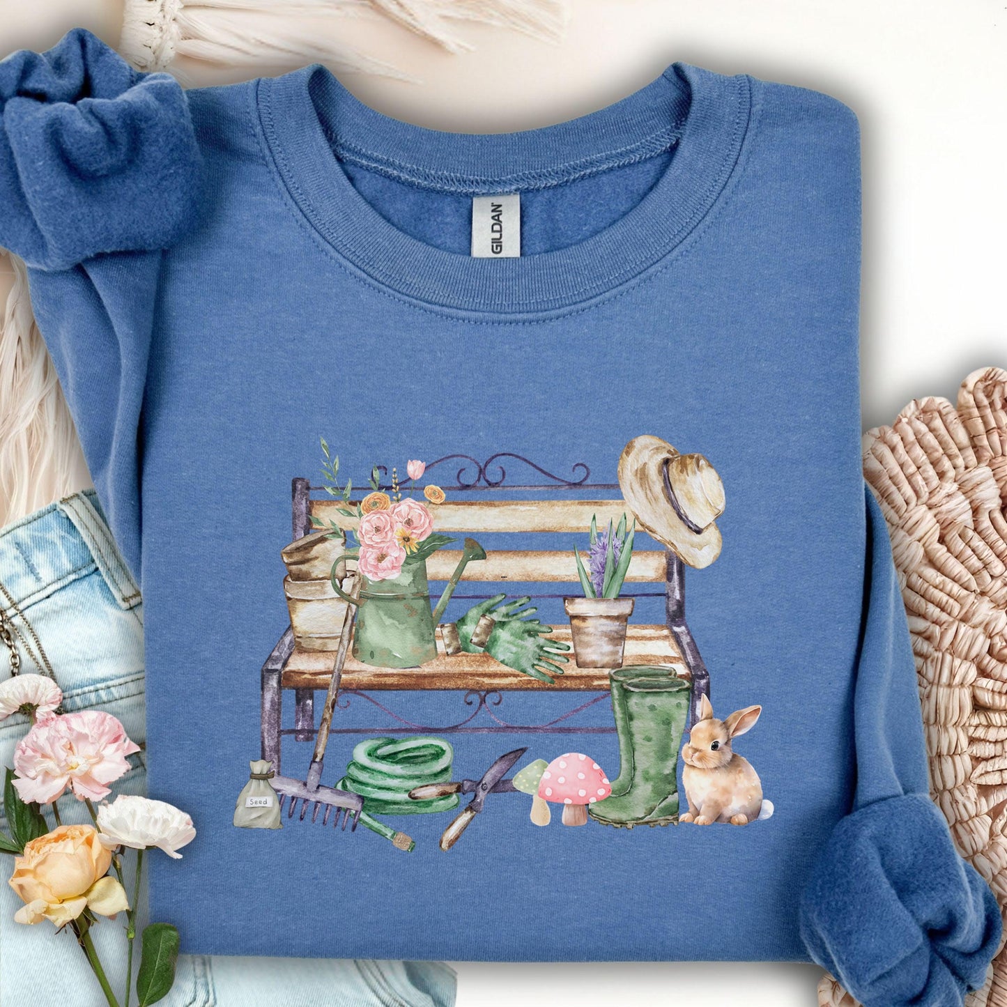 Floral Gardening Bench Sweatshirt
