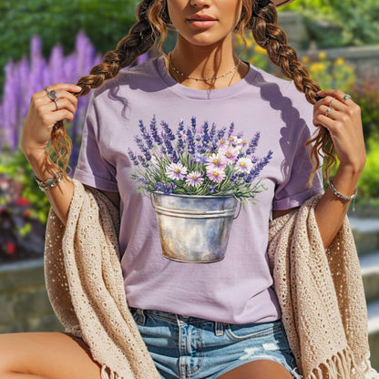 Floral Lavender Bucket T-Shirt