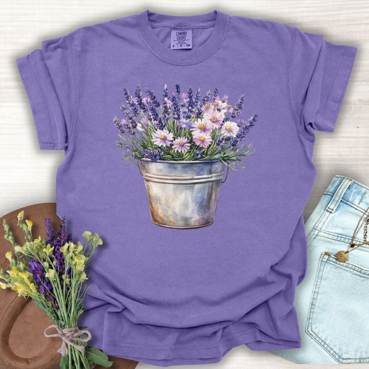 Floral Lavender Bucket T-Shirt
