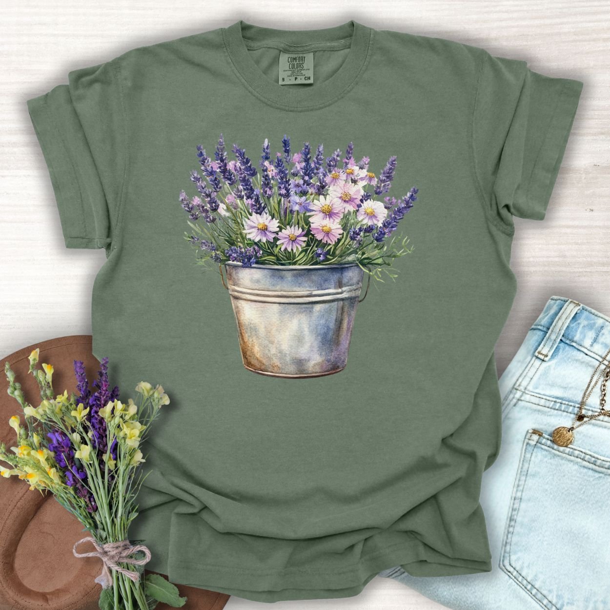 Floral Lavender Bucket T-Shirt