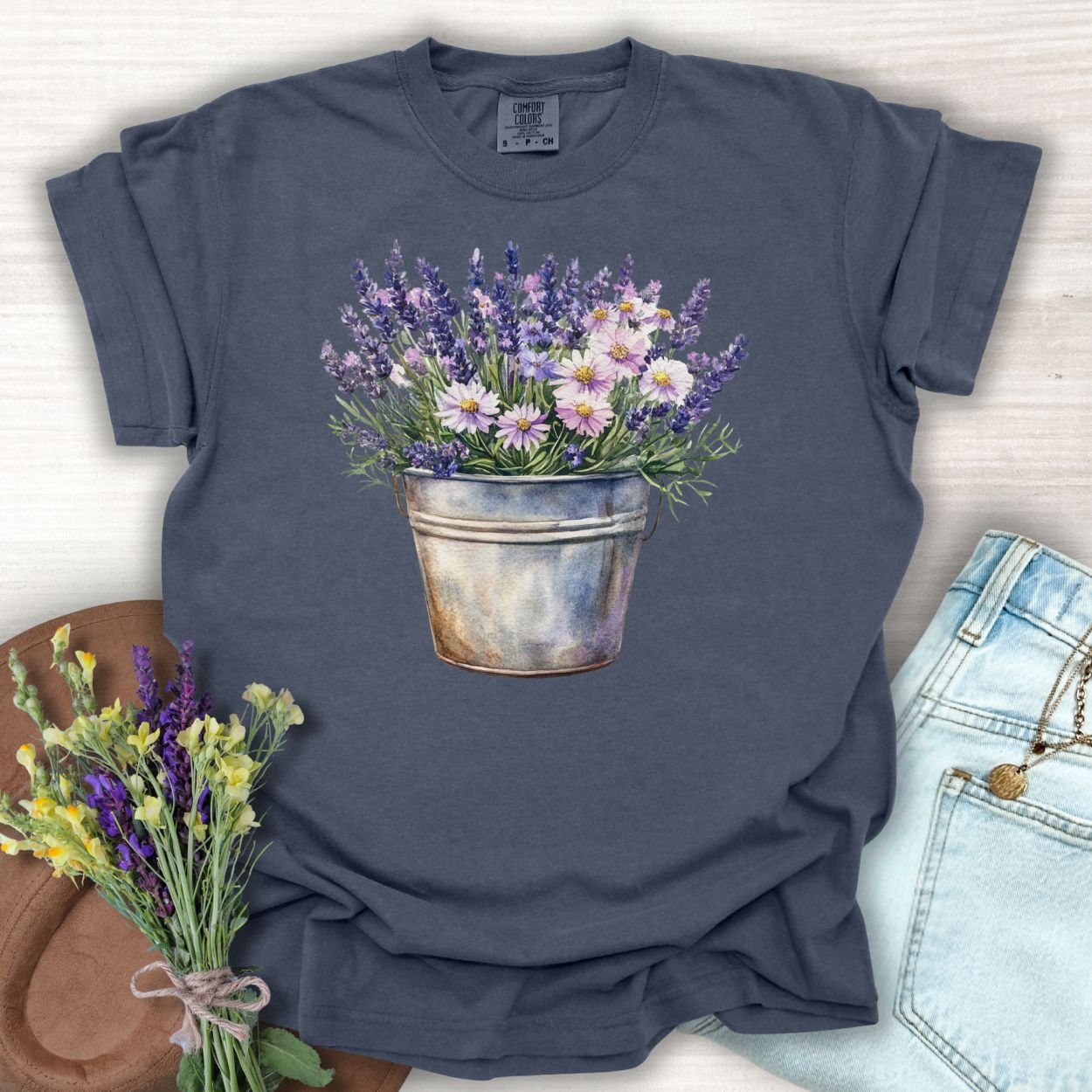 Floral Lavender Bucket T-Shirt