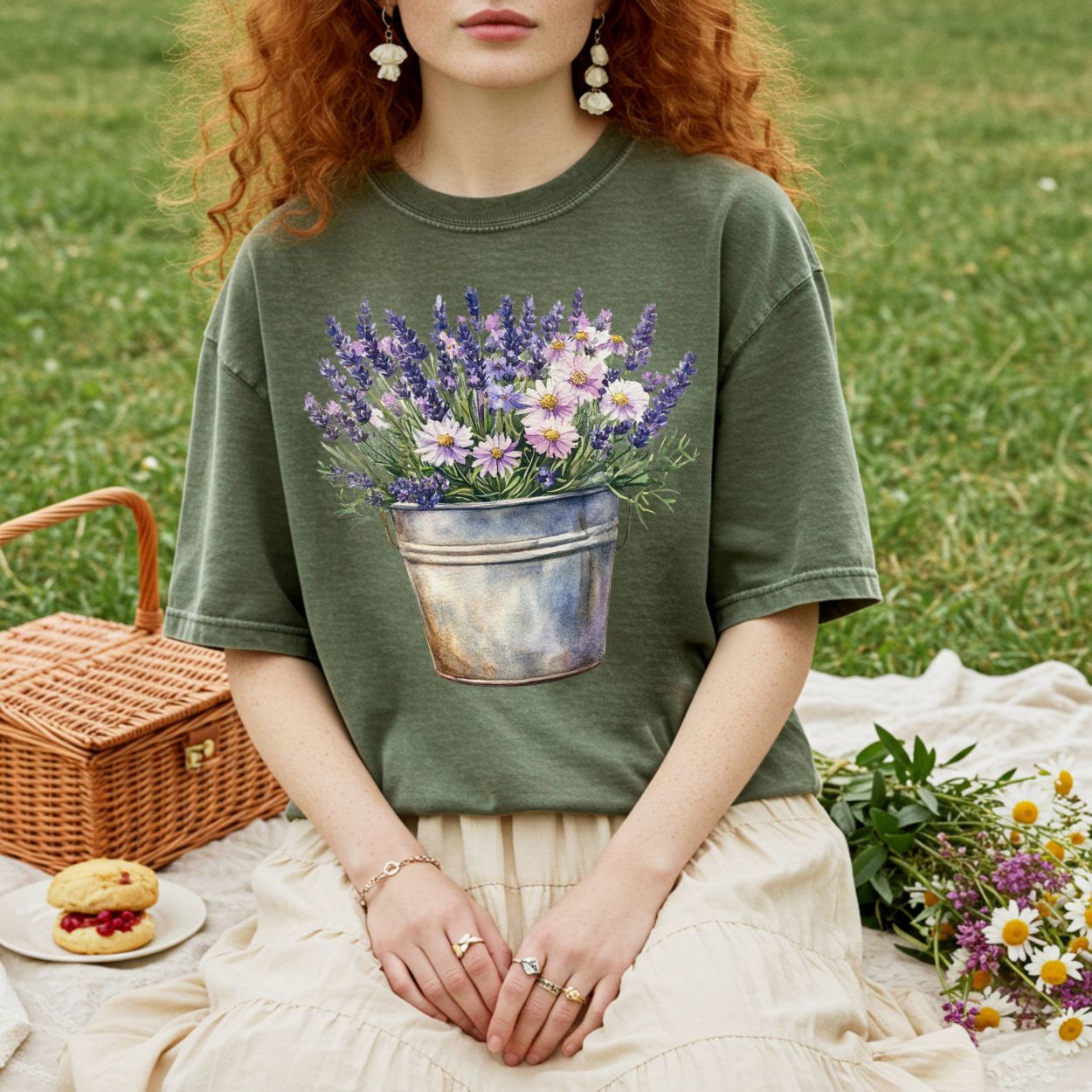 Floral Lavender Bucket T-Shirt