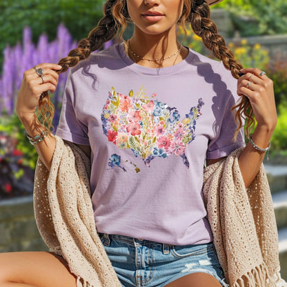 Floral Map of the USA T-Shirt