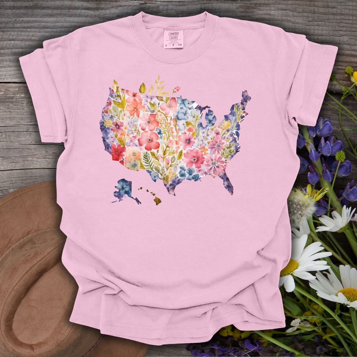 Floral Map of the USA T-Shirt