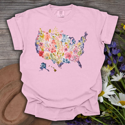 Floral Map of the USA T-Shirt