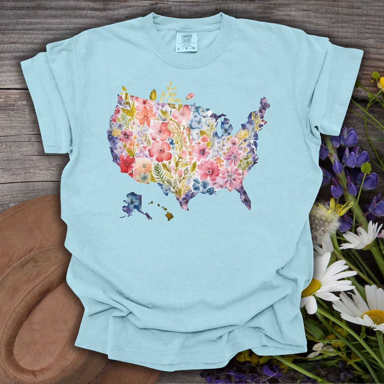 Floral Map of the USA T-Shirt