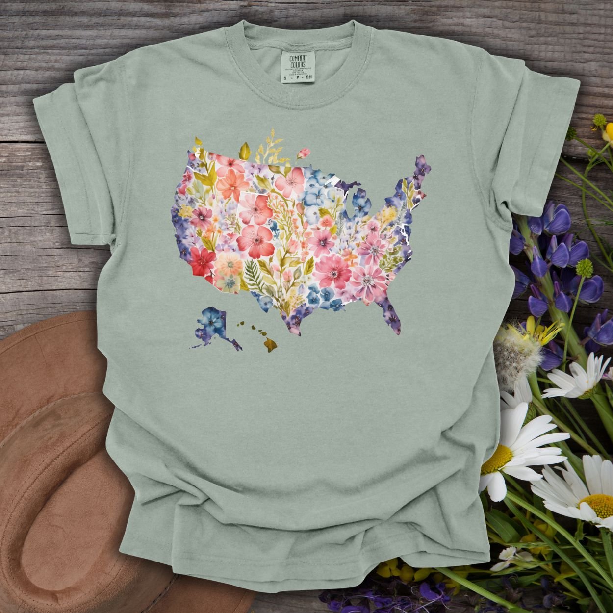 Floral Map of the USA T-Shirt