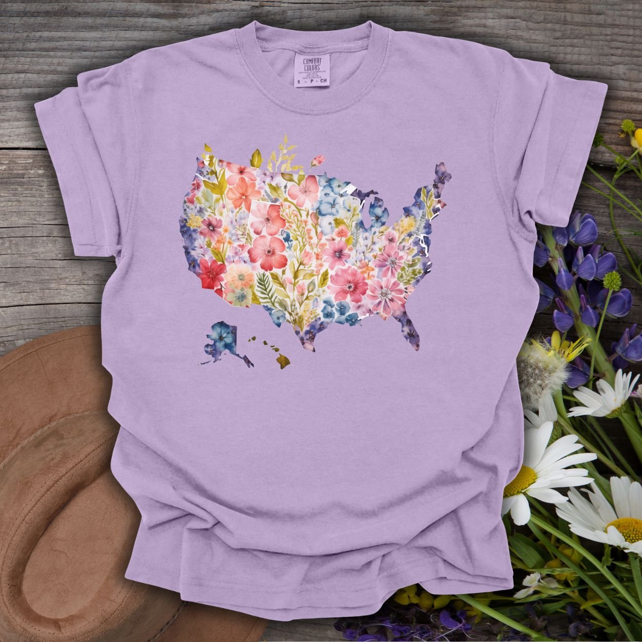 Floral Map of the USA T-Shirt