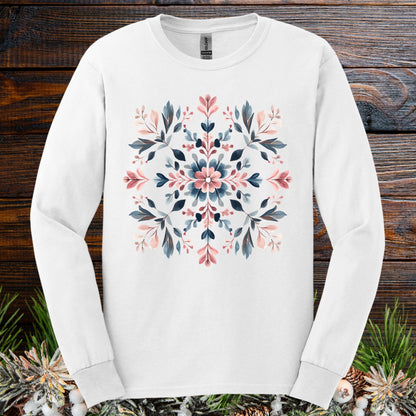 Floral Snowflake Artwork Long Sleeve Tee