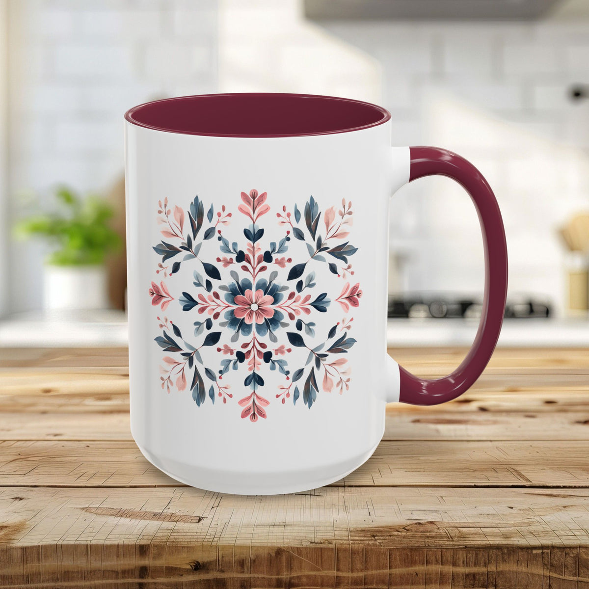 Floral Snowflake Pattern Mug (11/15oz)