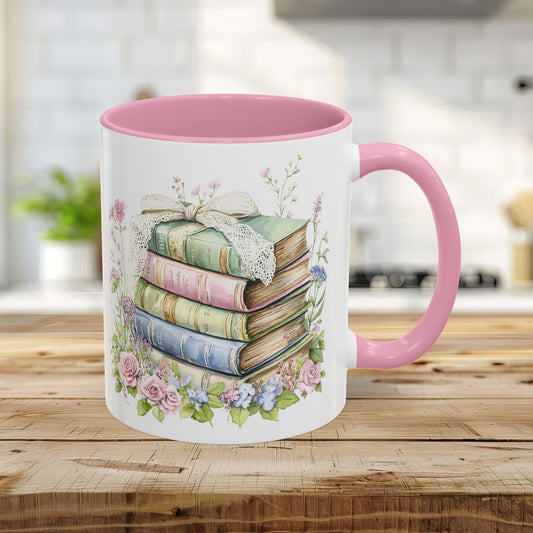 Floral Stack of Vintage Books Mug (11oz/15oz)