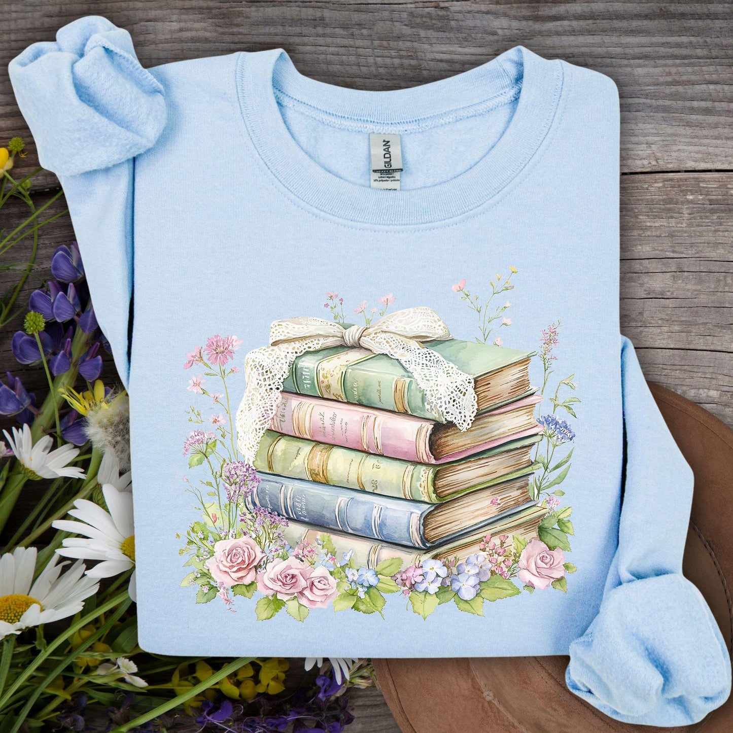 Floral Stack of Vintage Books Sweatshirt